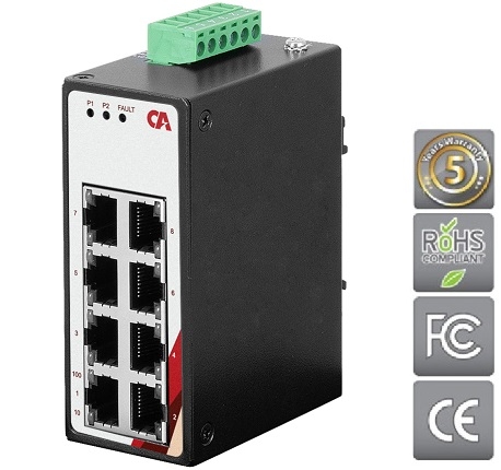 Průmyslový Ethernet switch 8 portový, dvouřadý CETU-0800